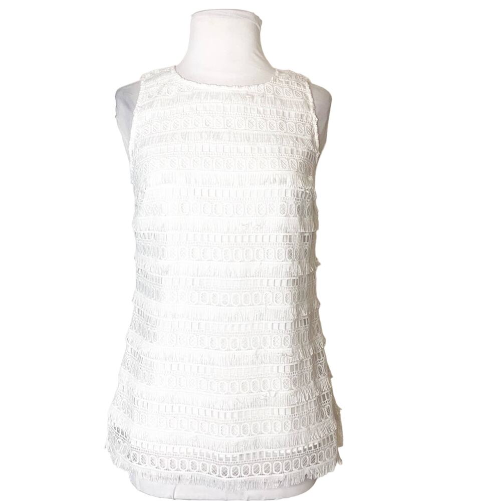 Sail to sable white fringe eyelet tank top sz XSโ